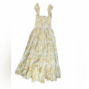 AQUA GIRLS Ruffle Strap Smocked Top Floral Print Tiered Maxi Dress- Large